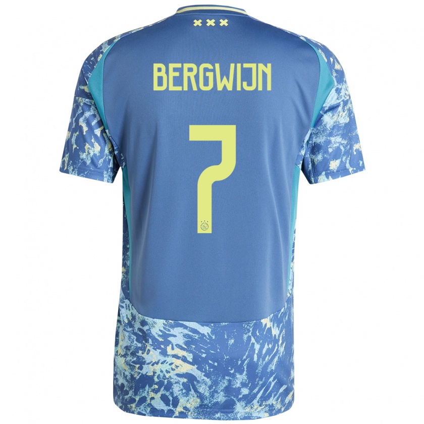 Kandiny Herren Steven Bergwijn #7 Grau Blau Gelb Auswärtstrikot Trikot 2024/25 T-Shirt