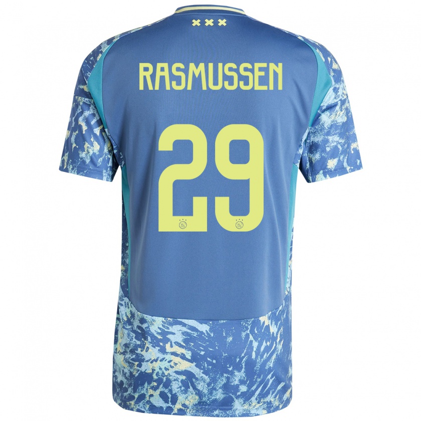 Kandiny Herren Christian Rasmussen #29 Grau Blau Gelb Auswärtstrikot Trikot 2024/25 T-Shirt