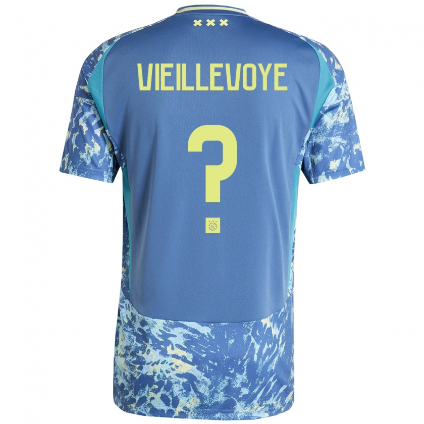 Kandiny Herren Luka Vieillevoye #0 Grau Blau Gelb Auswärtstrikot Trikot 2024/25 T-Shirt