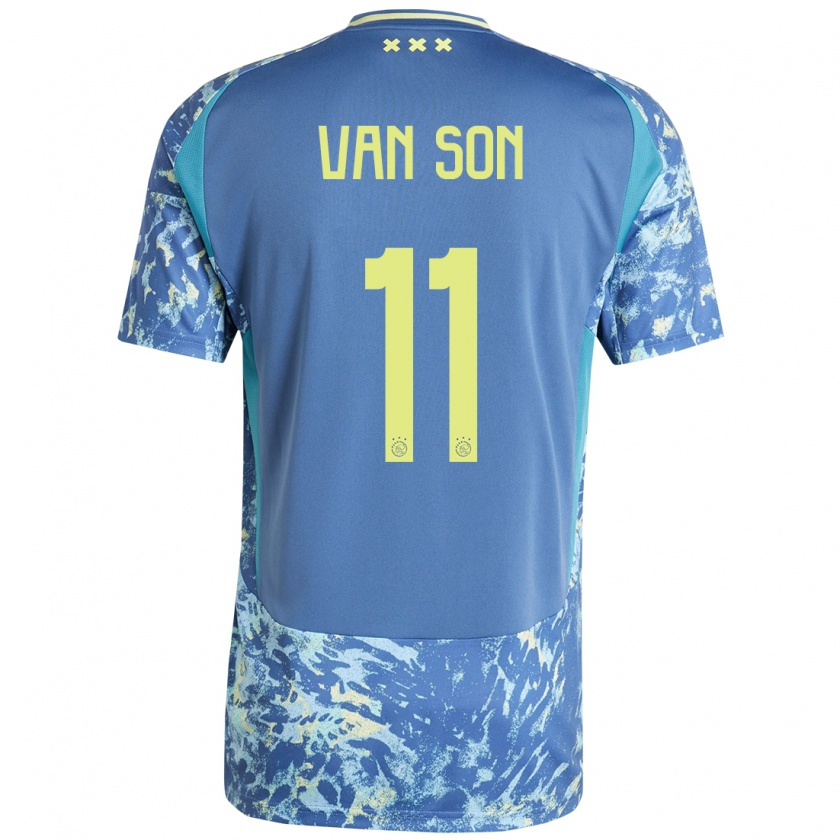 Kandiny Herren Daniël Van Son #11 Grau Blau Gelb Auswärtstrikot Trikot 2024/25 T-Shirt