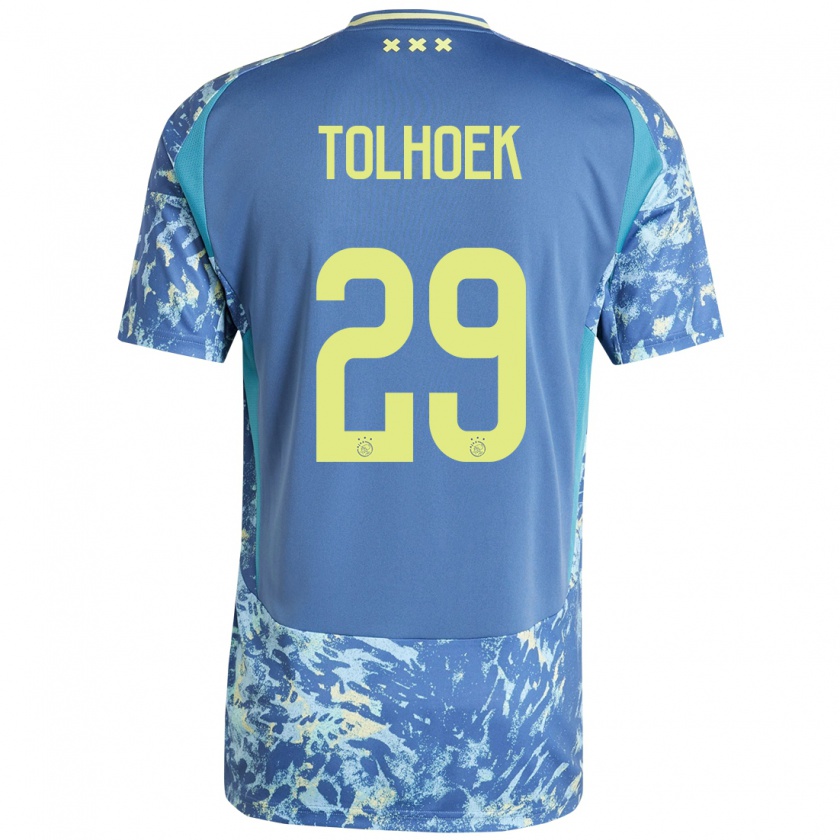 Kandiny Herren Danique Tolhoek #29 Grau Blau Gelb Auswärtstrikot Trikot 2024/25 T-Shirt