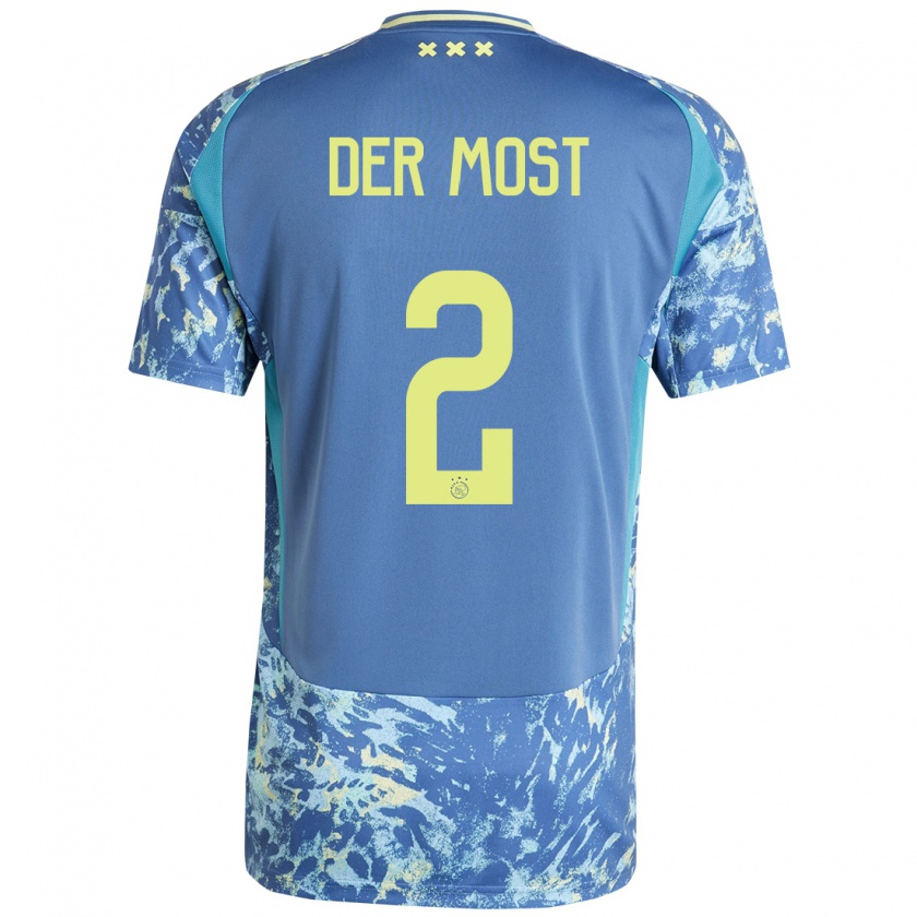 Kandiny Herren Liza Van Der Most #2 Grau Blau Gelb Auswärtstrikot Trikot 2024/25 T-Shirt