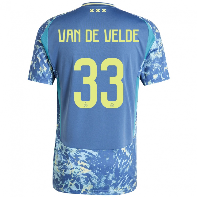 Kandiny Herren Jonna Van De Velde #33 Grau Blau Gelb Auswärtstrikot Trikot 2024/25 T-Shirt