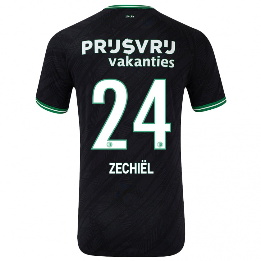 Kandiny Herren Gjivai Zechiël #24 Schwarz Grün Auswärtstrikot Trikot 2024/25 T-Shirt