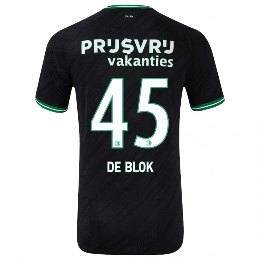 Kandiny Herren Lars De Blok #45 Schwarz Grün Auswärtstrikot Trikot 2024/25 T-Shirt