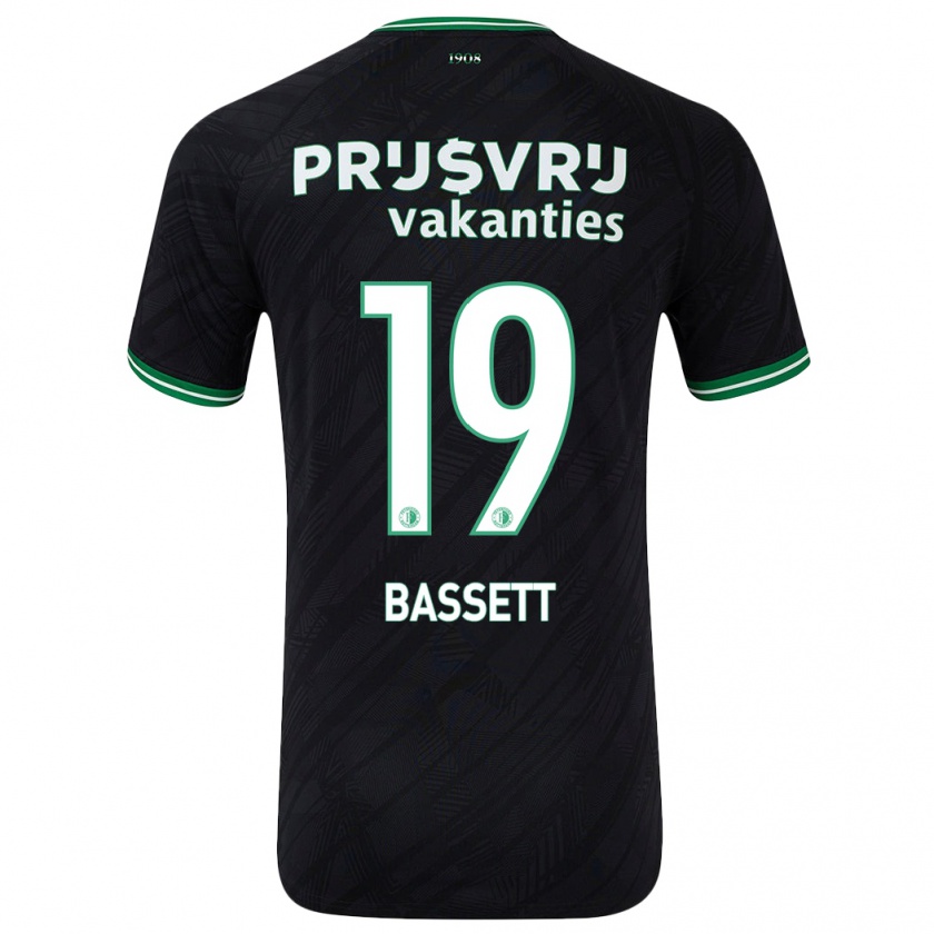 Kandiny Herren Cole Bassett #19 Schwarz Grün Auswärtstrikot Trikot 2024/25 T-Shirt