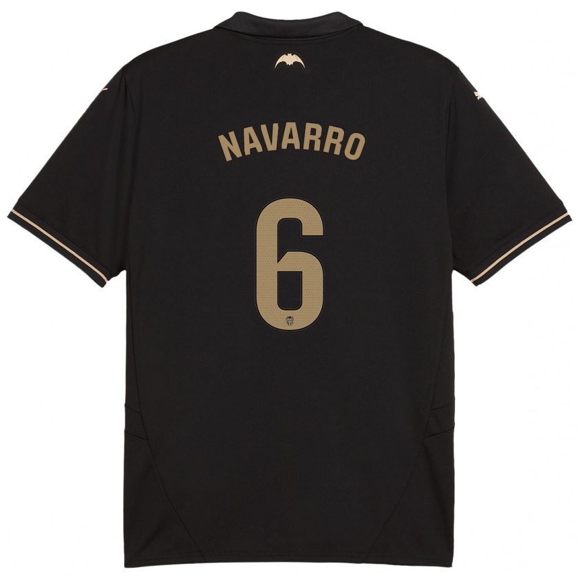 Kandiny Herren Javi Navarro #6 Schwarz Auswärtstrikot Trikot 2024/25 T-Shirt