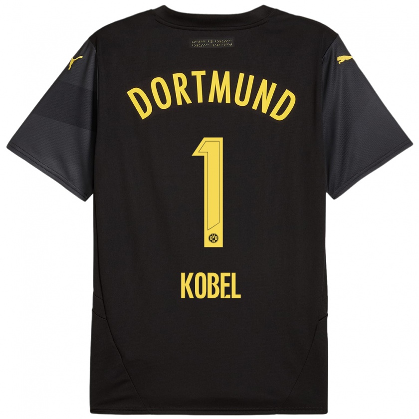 Kandiny Herren Gregor Kobel #1 Schwarz Gelb Auswärtstrikot Trikot 2024/25 T-Shirt