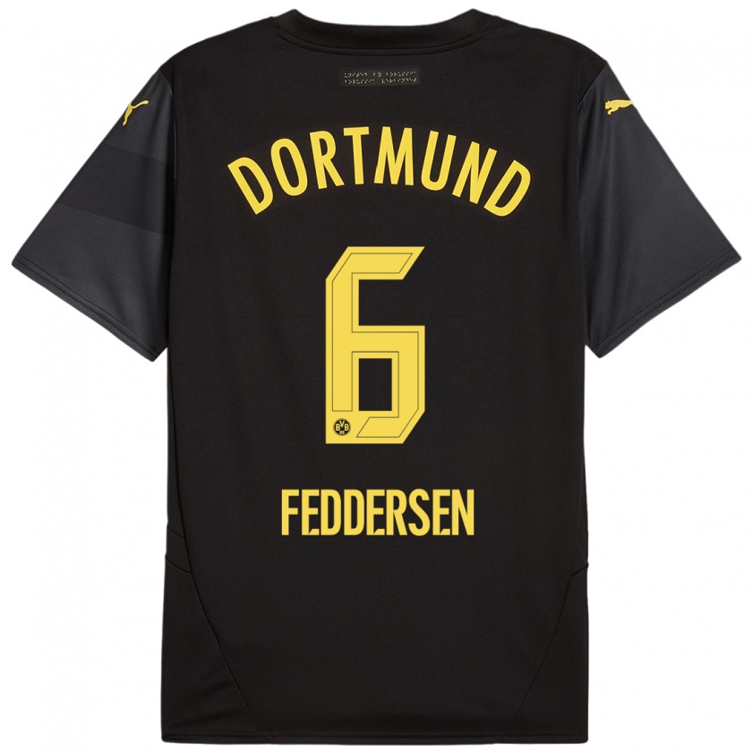 Kandiny Herren Jonas Feddersen #6 Schwarz Gelb Auswärtstrikot Trikot 2024/25 T-Shirt