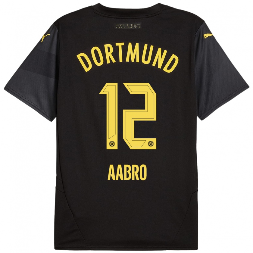 Kandiny Herren Gustav Aabro #12 Schwarz Gelb Auswärtstrikot Trikot 2024/25 T-Shirt