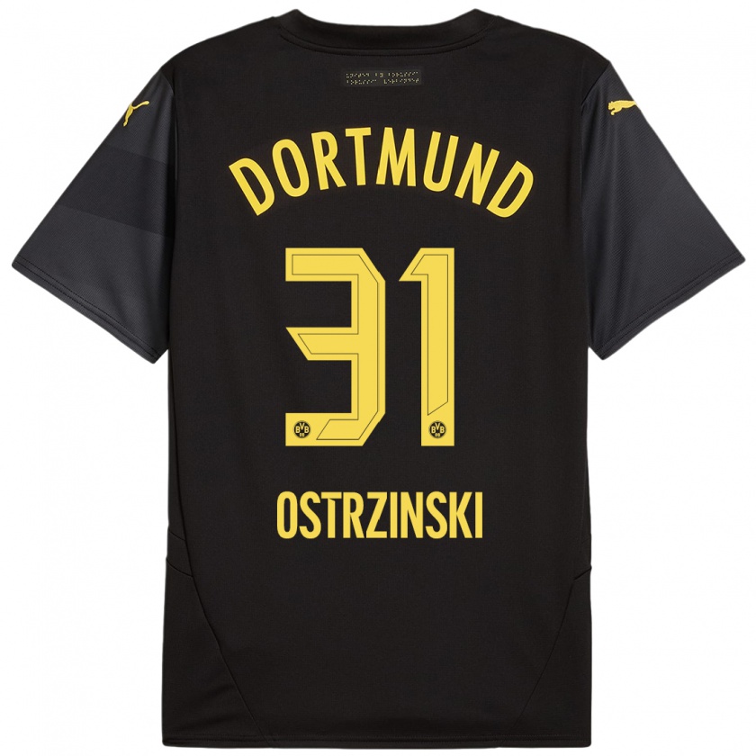 Kandiny Herren Silas Ostrzinski #31 Schwarz Gelb Auswärtstrikot Trikot 2024/25 T-Shirt