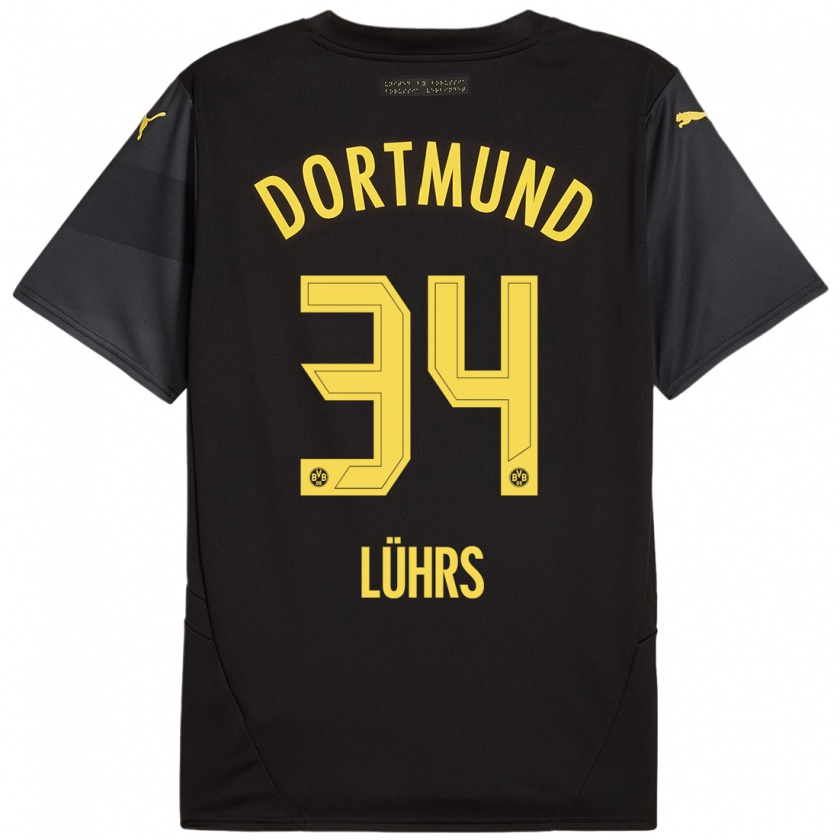 Kandiny Herren Yannik Lührs #34 Schwarz Gelb Auswärtstrikot Trikot 2024/25 T-Shirt