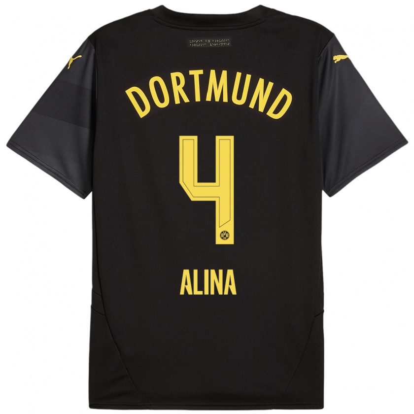 Kandiny Herren Grijseels Alina #4 Schwarz Gelb Auswärtstrikot Trikot 2024/25 T-Shirt