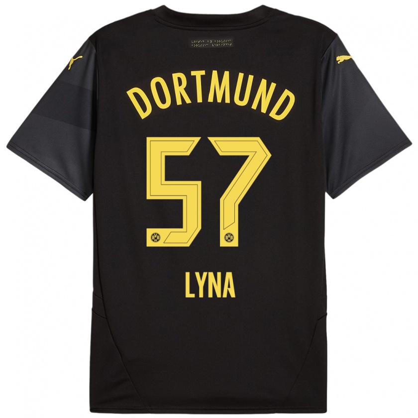 Kandiny Herren Schwarz Lyna #57 Schwarz Gelb Auswärtstrikot Trikot 2024/25 T-Shirt