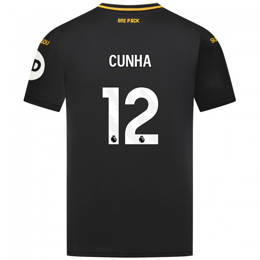 Kandiny Herren Matheus Cunha #12 Schwarz Auswärtstrikot Trikot 2024/25 T-Shirt