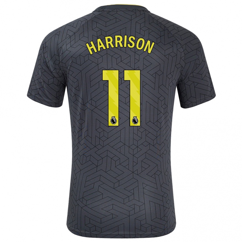 Kandiny Herren Jack Harrison #11 Schwarz Gelb Auswärtstrikot Trikot 2024/25 T-Shirt