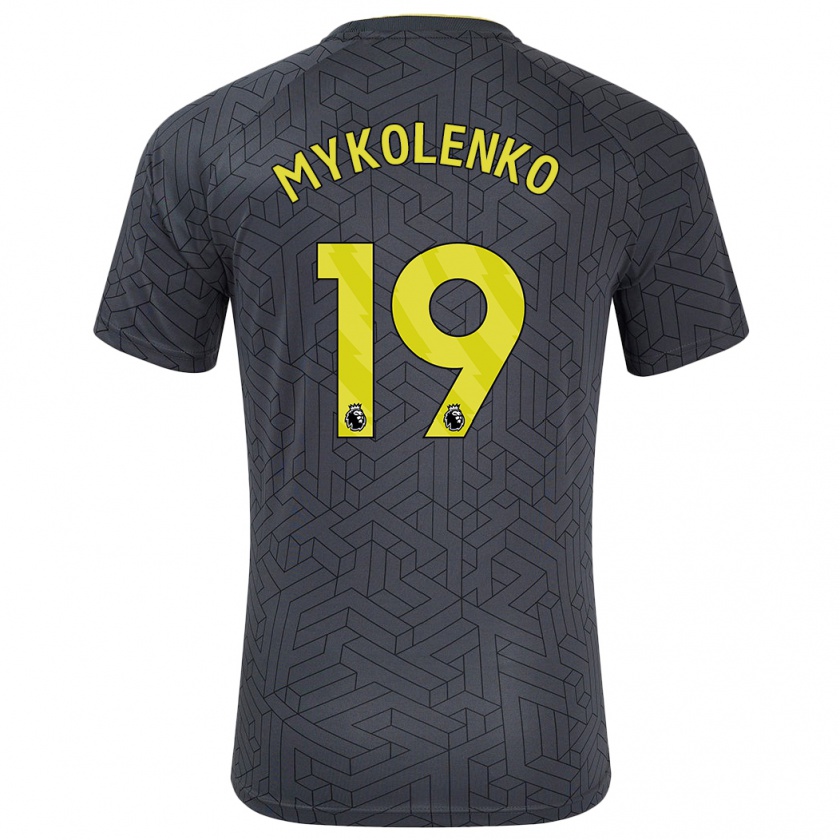 Kandiny Herren Vitaliy Mykolenko #19 Schwarz Gelb Auswärtstrikot Trikot 2024/25 T-Shirt