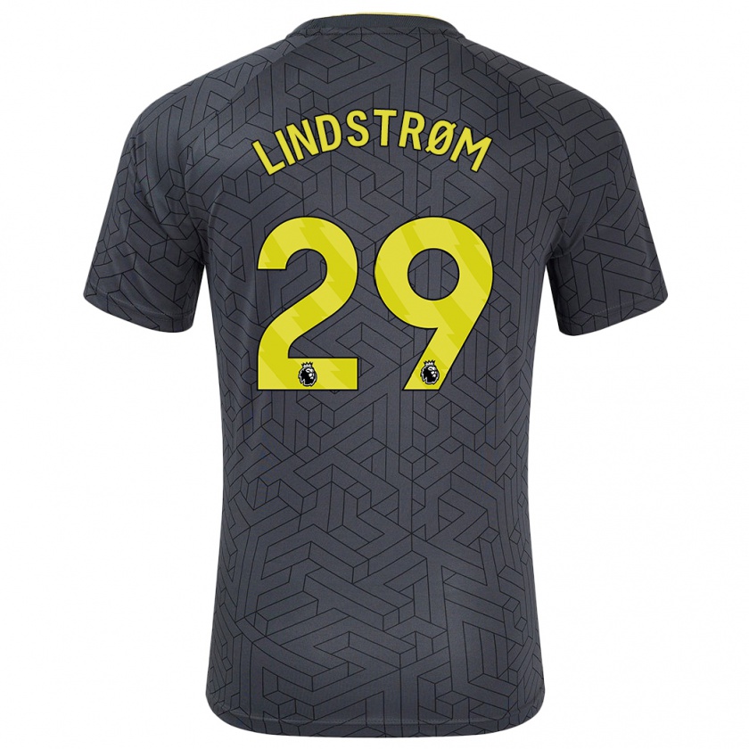 Kandiny Herren Jesper Lindstrøm #29 Schwarz Gelb Auswärtstrikot Trikot 2024/25 T-Shirt