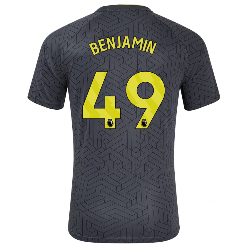 Kandiny Herren Omari Benjamin #49 Schwarz Gelb Auswärtstrikot Trikot 2024/25 T-Shirt