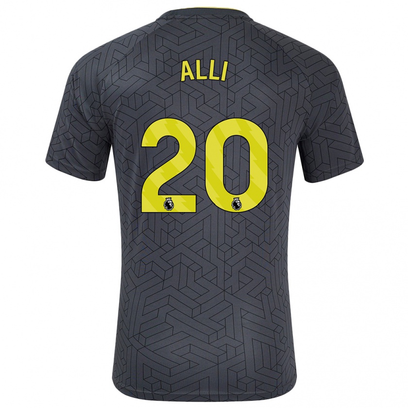 Kandiny Herren Dele Alli #20 Schwarz Gelb Auswärtstrikot Trikot 2024/25 T-Shirt