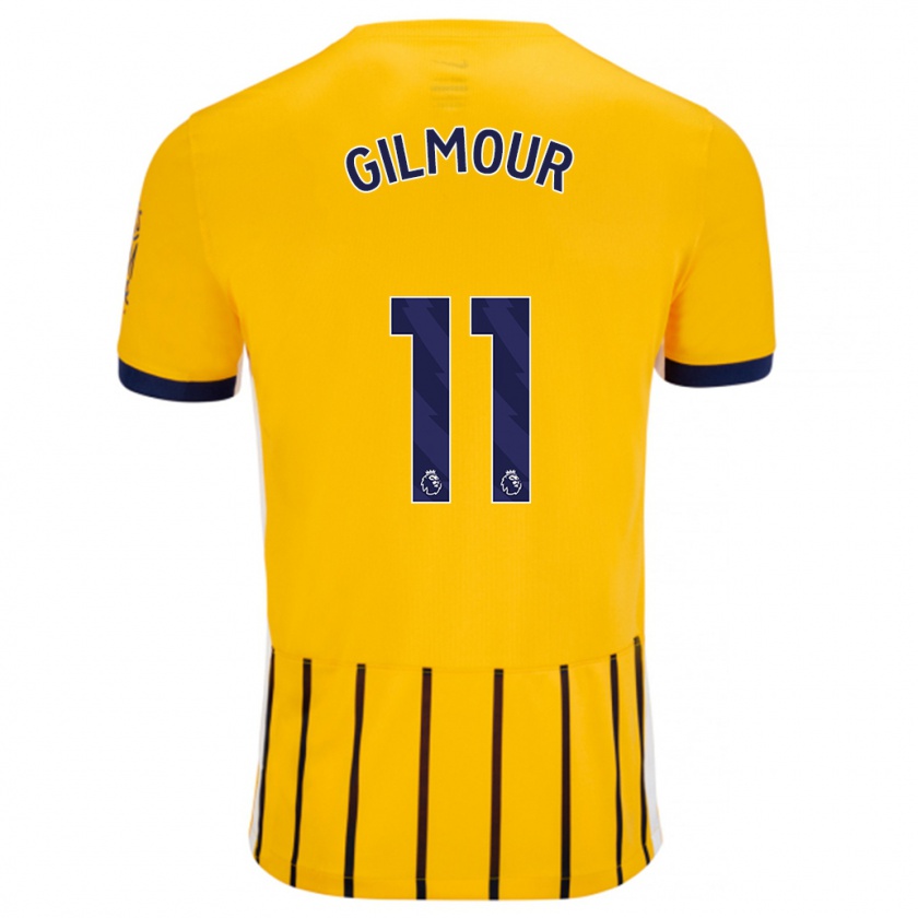 Kandiny Herren Billy Gilmour #11 Gold Blau Nadelstreifen Auswärtstrikot Trikot 2024/25 T-Shirt