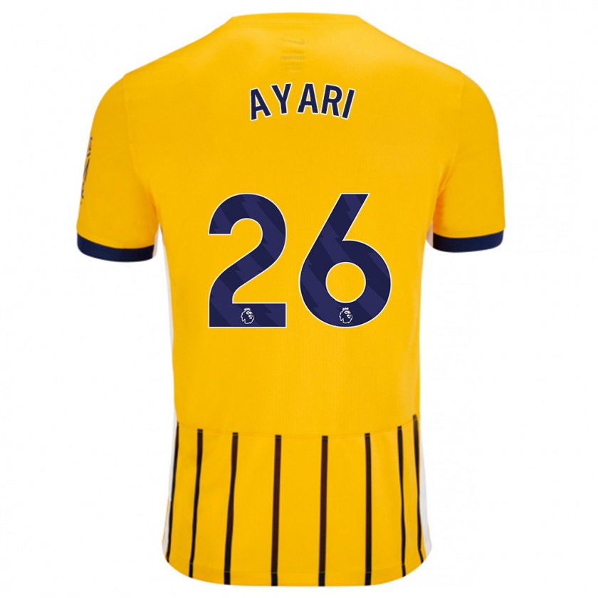 Kandiny Herren Yasin Ayari #26 Gold Blau Nadelstreifen Auswärtstrikot Trikot 2024/25 T-Shirt