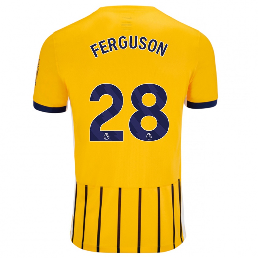 Kandiny Herren Evan Ferguson #28 Gold Blau Nadelstreifen Auswärtstrikot Trikot 2024/25 T-Shirt