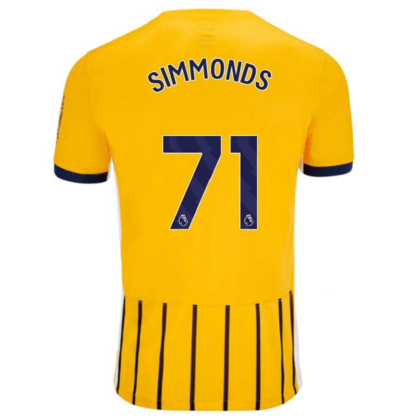 Kandiny Herren Freddie Simmonds #71 Gold Blau Nadelstreifen Auswärtstrikot Trikot 2024/25 T-Shirt