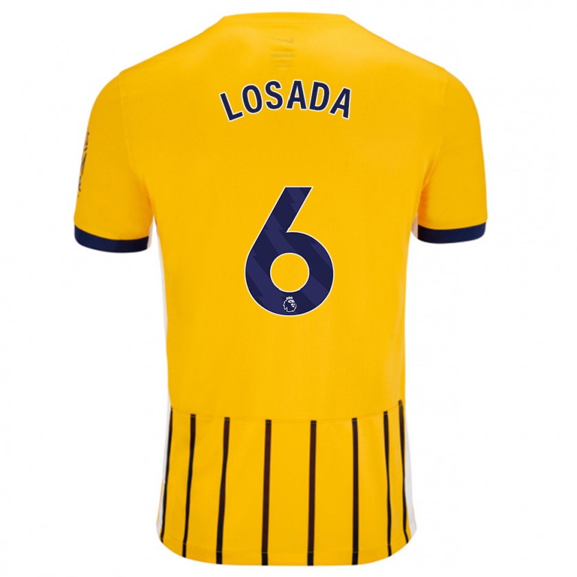 Kandiny Herren Vicky Losada #6 Gold Blau Nadelstreifen Auswärtstrikot Trikot 2024/25 T-Shirt