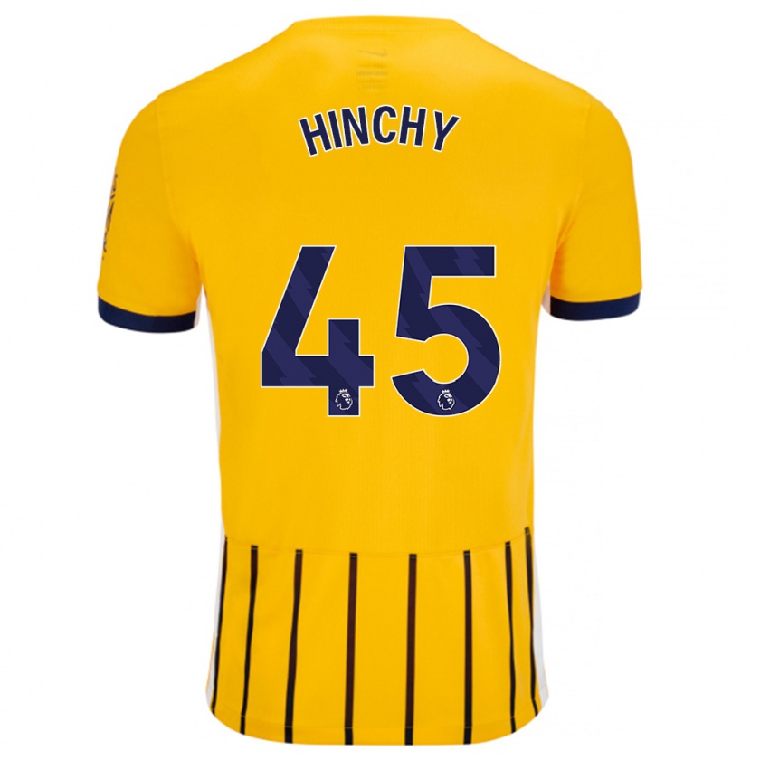 Kandiny Herren Jack Hinchy #45 Gold Blau Nadelstreifen Auswärtstrikot Trikot 2024/25 T-Shirt