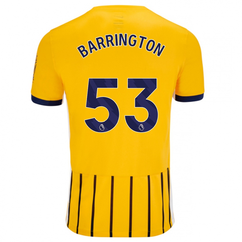 Kandiny Herren Luca Barrington #53 Gold Blau Nadelstreifen Auswärtstrikot Trikot 2024/25 T-Shirt