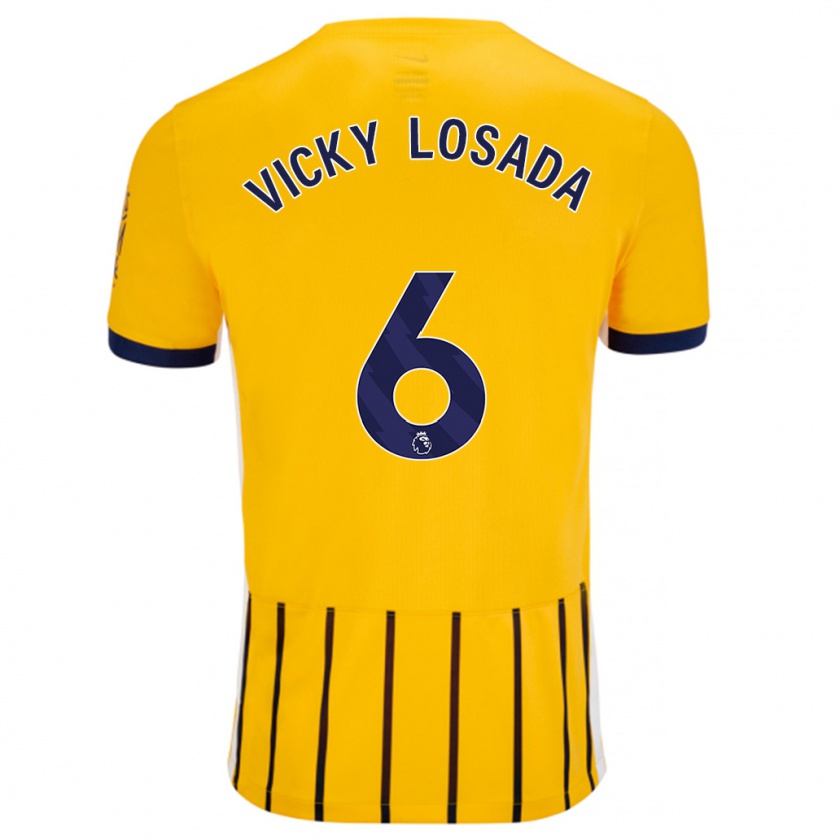 Kandiny Herren María Victoria Losada Gómez #6 Gold Blau Nadelstreifen Auswärtstrikot Trikot 2024/25 T-Shirt