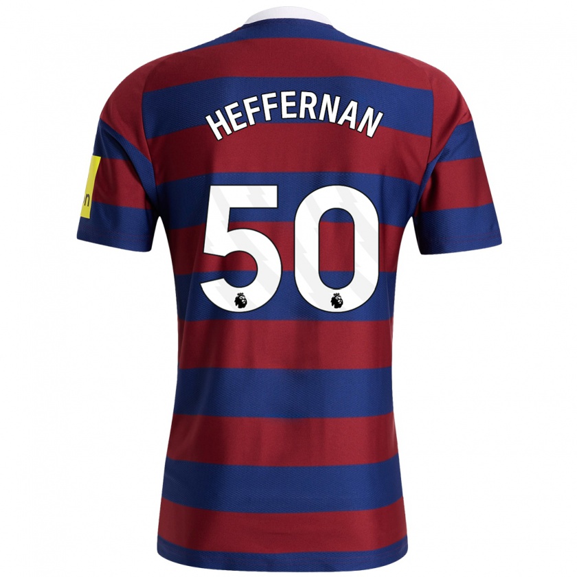 Kandiny Herren Cathal Heffernan #50 Burgunderrot Marineblau Auswärtstrikot Trikot 2024/25 T-Shirt