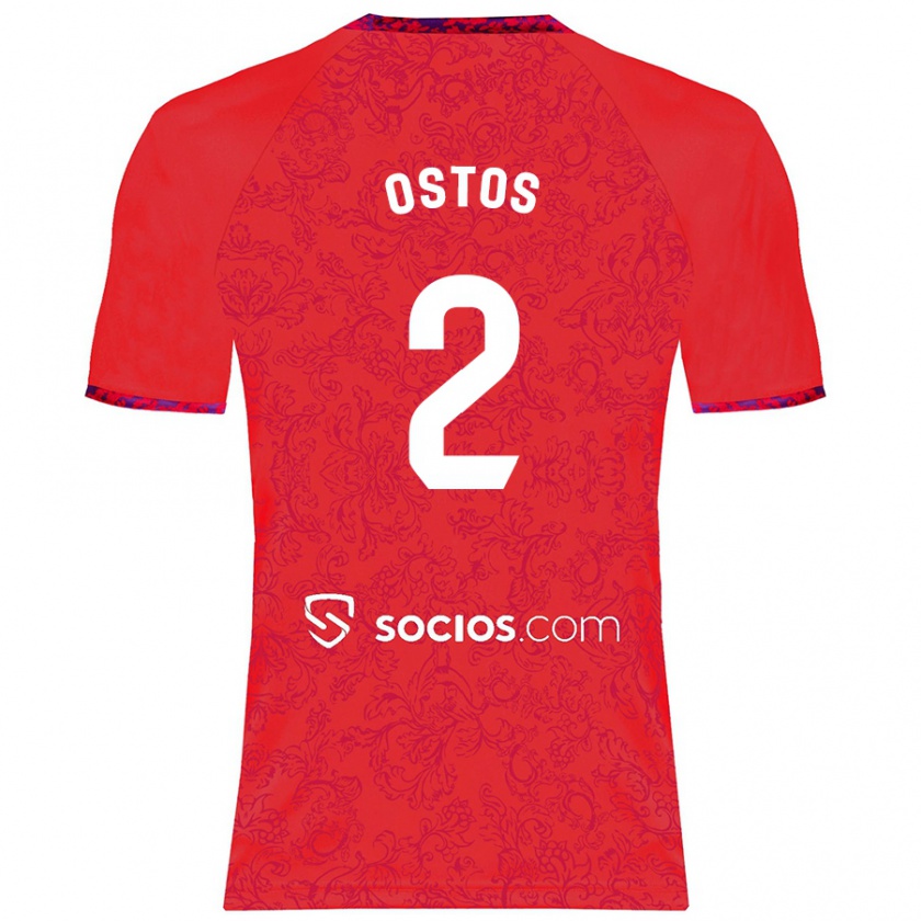 Kandiny Herren Fran Ostos #2 Rot Auswärtstrikot Trikot 2024/25 T-Shirt