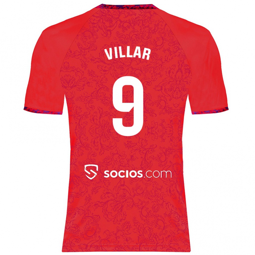 Kandiny Herren Iker Villar #9 Rot Auswärtstrikot Trikot 2024/25 T-Shirt