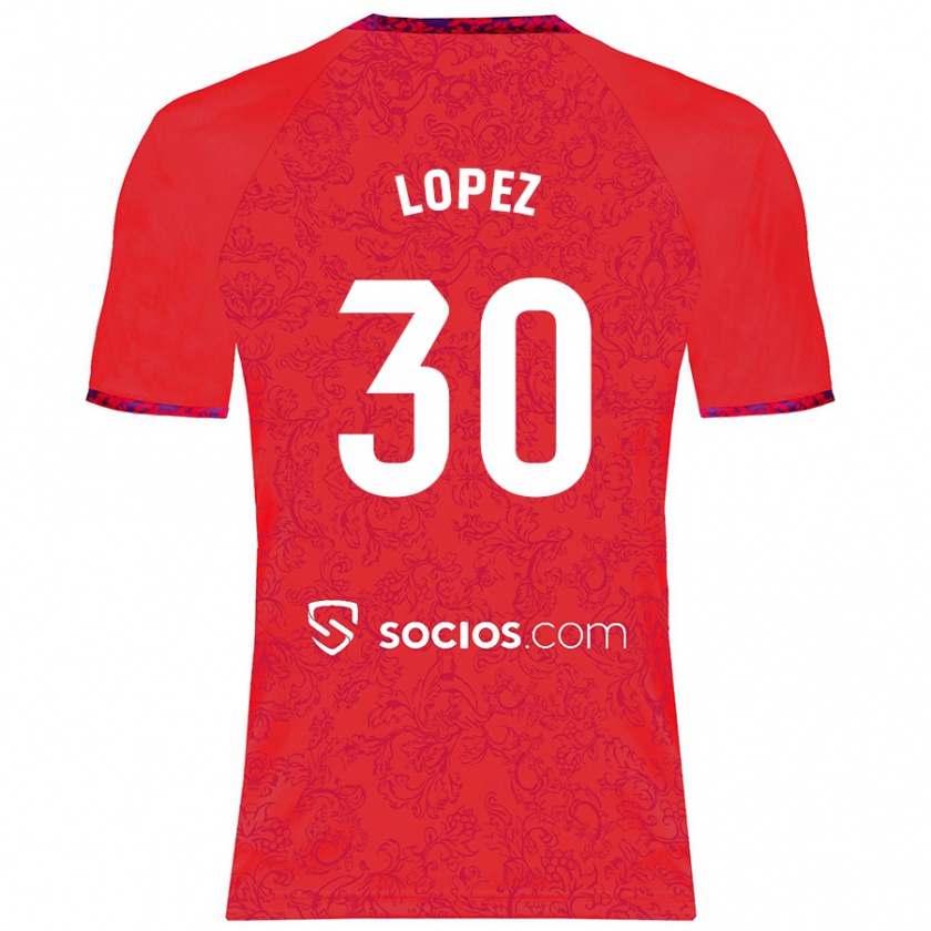 Kandiny Herren Alba López #30 Rot Auswärtstrikot Trikot 2024/25 T-Shirt