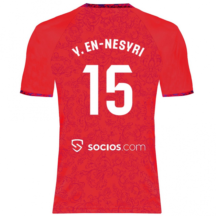 Kandiny Herren Youssef En-Nesyri #15 Rot Auswärtstrikot Trikot 2024/25 T-Shirt