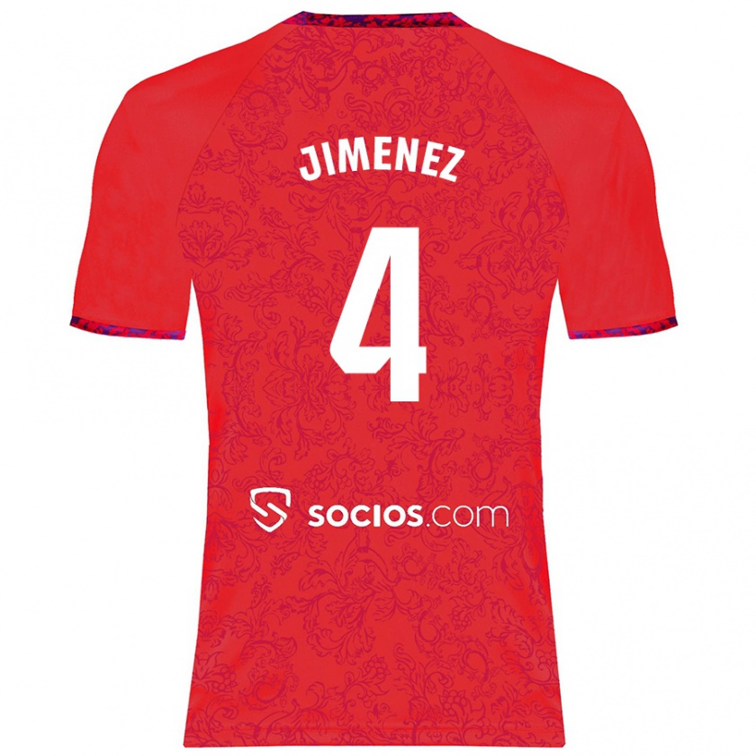 Kandiny Herren Diego Jiménez #4 Rot Auswärtstrikot Trikot 2024/25 T-Shirt