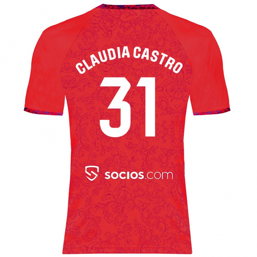 Kandiny Herren Claudia Castro Romero #31 Rot Auswärtstrikot Trikot 2024/25 T-Shirt