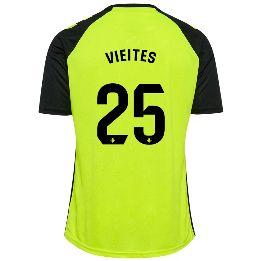 Kandiny Herren Fran Vieites #25 Fluoreszierendes Gelb Schwarz Auswärtstrikot Trikot 2024/25 T-Shirt