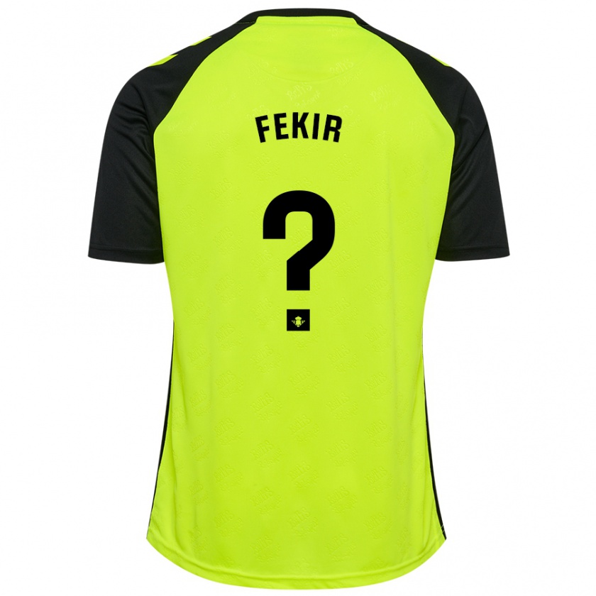 Kandiny Herren Yassin Fekir #0 Fluoreszierendes Gelb Schwarz Auswärtstrikot Trikot 2024/25 T-Shirt