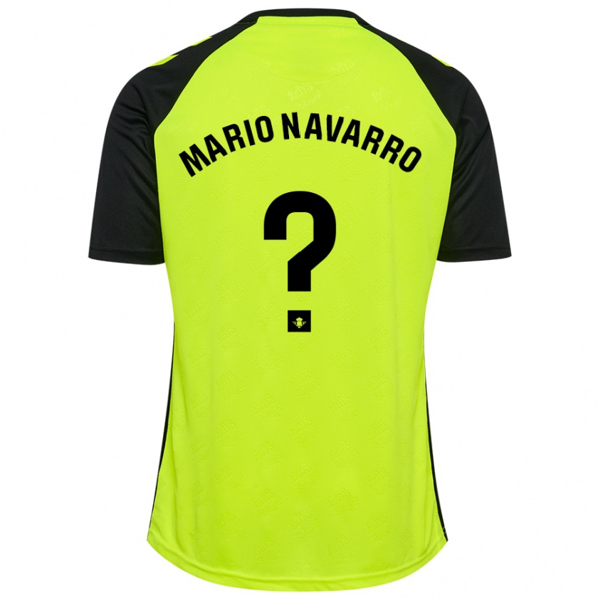 Kandiny Herren Mario Navarro #0 Fluoreszierendes Gelb Schwarz Auswärtstrikot Trikot 2024/25 T-Shirt