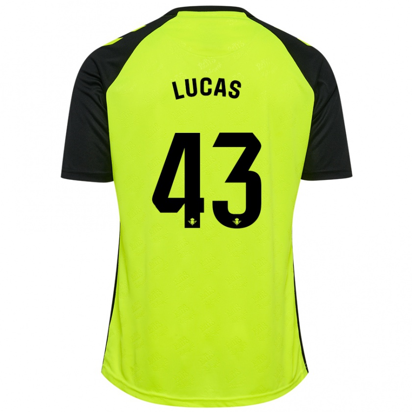 Kandiny Herren Lucas Alcázar #43 Fluoreszierendes Gelb Schwarz Auswärtstrikot Trikot 2024/25 T-Shirt