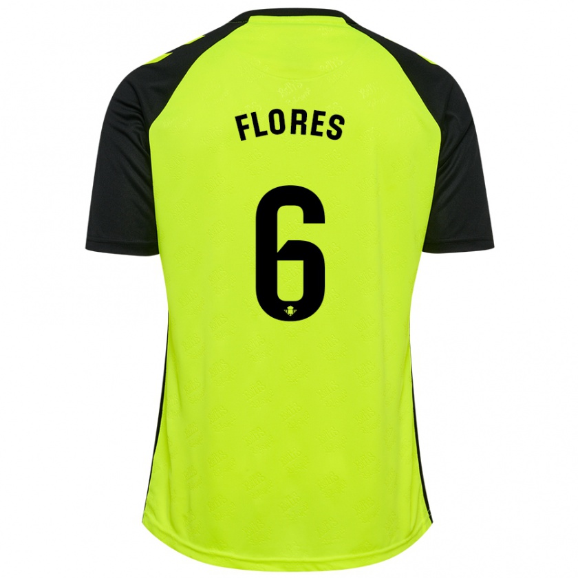 Kandiny Herren Mateo Flores #6 Fluoreszierendes Gelb Schwarz Auswärtstrikot Trikot 2024/25 T-Shirt