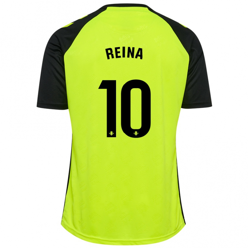 Kandiny Herren Carlos Reina #10 Fluoreszierendes Gelb Schwarz Auswärtstrikot Trikot 2024/25 T-Shirt