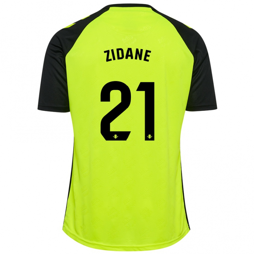 Kandiny Herren Elyaz Zidane #21 Fluoreszierendes Gelb Schwarz Auswärtstrikot Trikot 2024/25 T-Shirt