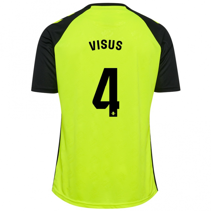 Kandiny Herren Ricardo Visus #4 Fluoreszierendes Gelb Schwarz Auswärtstrikot Trikot 2024/25 T-Shirt