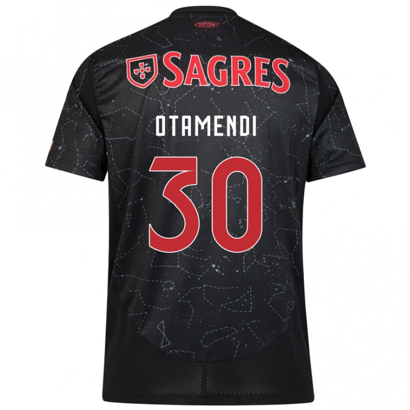 Kandiny Herren Nicolás Otamendi #30 Schwarz Rot Auswärtstrikot Trikot 2024/25 T-Shirt