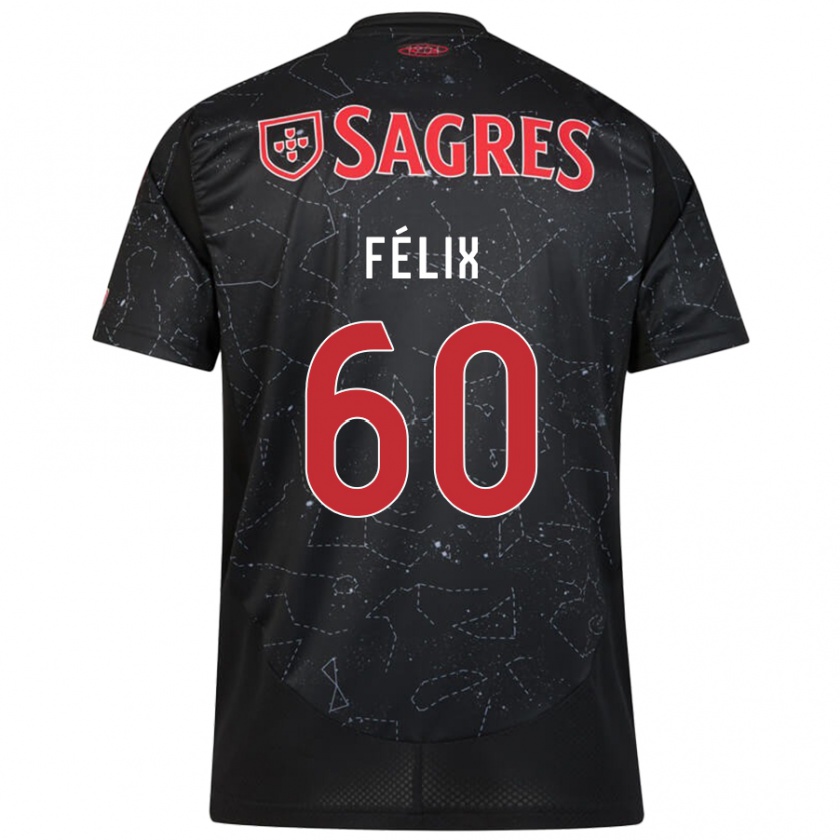 Kandiny Herren Nuno Félix #60 Schwarz Rot Auswärtstrikot Trikot 2024/25 T-Shirt