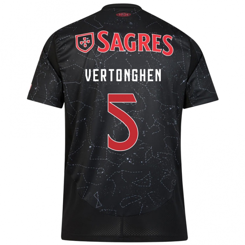 Kandiny Herren Jan Vertonghen #5 Schwarz Rot Auswärtstrikot Trikot 2024/25 T-Shirt